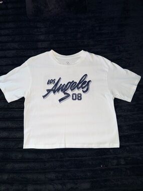 White 'Los Angeles 08' Graphic Tee for Kids